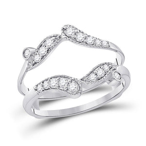 Wedding Collection | 14kt White Gold Womens Round Diamond Bypass Wrap Ring Guard Enhancer 1/3 Cttw | Splendid Jewellery GND