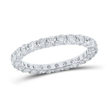 Load image into Gallery viewer, Eternal Love Brilliance: 14kt White Gold Womens Round Diamond Eternity Wedding Band 1-1/2 Cttw - Top View