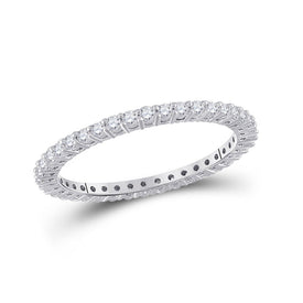 Radiant Love: 14kt White Gold Diamond Eternity Wedding Band - Top View