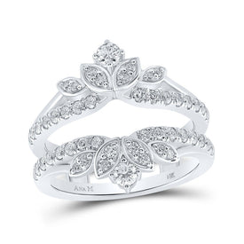 14kt White Gold Diamond Blossom Wrap Enhancer Wedding Band - Top View