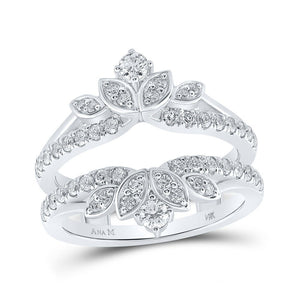 Wedding Collection | 14kt White Gold Womens Round Diamond Flower Wrap Enhancer Wedding Band 3/4 Cttw | Splendid Jewellery GND