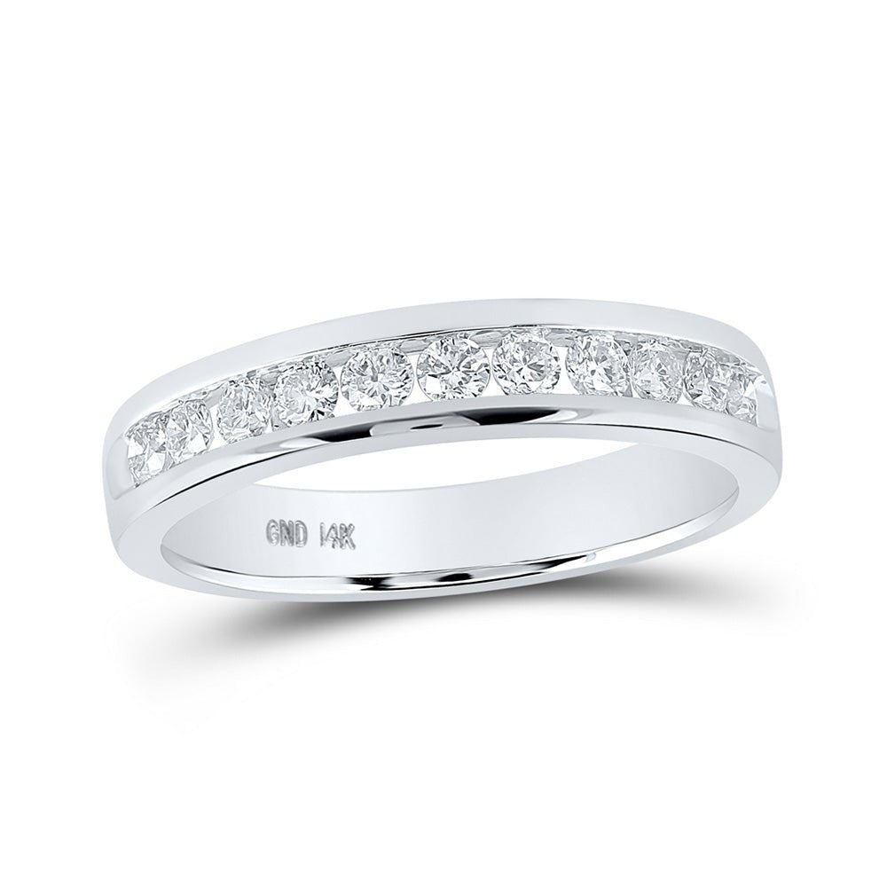 Wedding Collection | 14kt White Gold Womens Round Diamond Single Channel Band Ring 1/2 Cttw | Splendid Jewellery GND