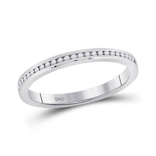 Load image into Gallery viewer, Captivating Brilliance: 14kt White Gold Womens Round Diamond Single Row Band Ring 1/10 Cttw - Top View