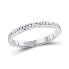 Captivating Brilliance: 14kt White Gold Womens Round Diamond Single Row Band Ring 1/10 Cttw - Top View