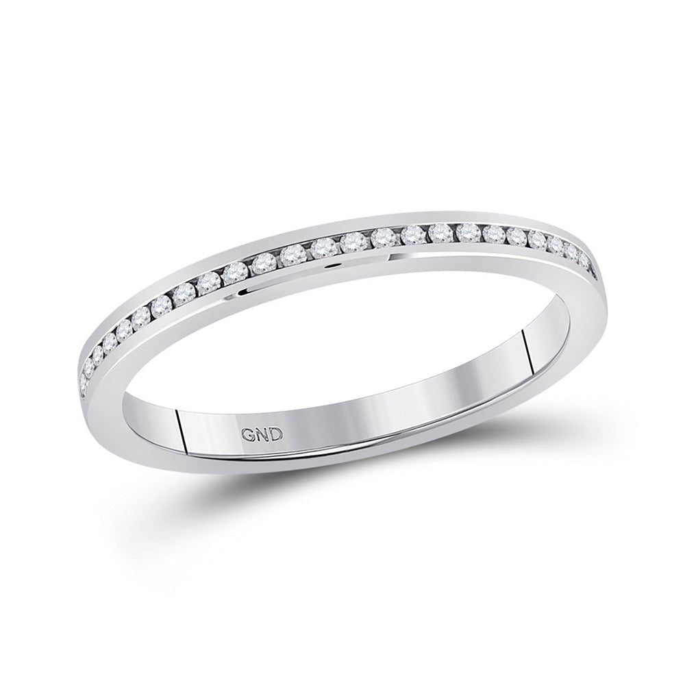 Wedding Collection | 14kt White Gold Womens Round Diamond Single Row Band Ring 1/10 Cttw | Splendid Jewellery GND