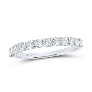 Wedding Collection | 14kt White Gold Womens Round Diamond Single Row Band Ring 3/4 Cttw | Splendid Jewellery GND