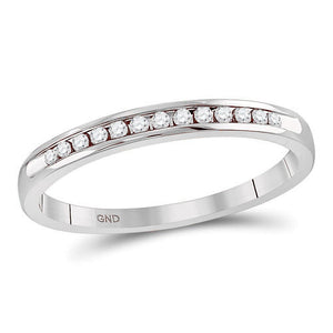 Wedding Collection | 14kt White Gold Womens Round Diamond Single Row Channel-set Wedding Band 1/10 Cttw | Splendid Jewellery GND