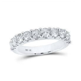Eternal Brilliance 14kt White Gold Round Diamond Wedding Band - Top View