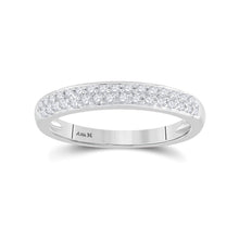 Load image into Gallery viewer, Eternal Sparkle: 14kt White Gold Women&#39;s Round Diamond Wedding Double Row Pave Band - Top View