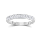 Eternal Sparkle: 14kt White Gold Women's Round Diamond Wedding Double Row Pave Band - Top View