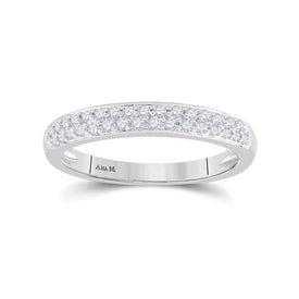 Eternal Sparkle: 14kt White Gold Women's Round Diamond Wedding Double Row Pave Band - Top View