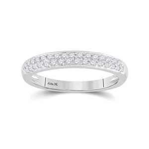 Wedding Collection | 14kt White Gold Womens Round Diamond Wedding Double Row Pave Band 1/4 Cttw | Splendid Jewellery GND
