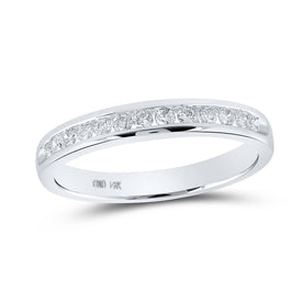 Eternal Love 14kt White Gold Womens Round Diamond Wedding Band - Top View