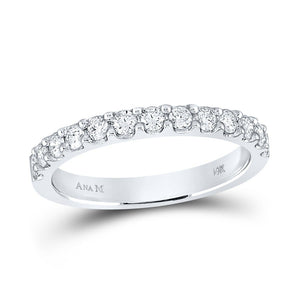 Wedding Collection | 14kt White Gold Womens Round Diamond Wedding Single Row Band 1/2 Cttw | Splendid Jewellery GND