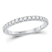 Load image into Gallery viewer, Radiant Love: 14kt White Gold Women&#39;s Round Diamond Wedding Single Row Band - Top View