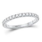 Radiant Love: 14kt White Gold Women's Round Diamond Wedding Single Row Band - Top View