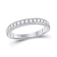 Load image into Gallery viewer, Sparkling Brilliance: 14kt White Gold Diamond Wedding Band - Top View