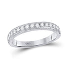 Sparkling Brilliance: 14kt White Gold Diamond Wedding Band - Top View