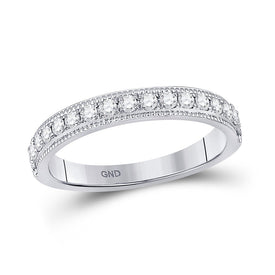 Sparkling Brilliance: 14kt White Gold Diamond Wedding Band - Top View