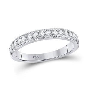 Wedding Collection | 14kt White Gold Womens Round Diamond Wedding Single Row Band 1/3 Cttw | Splendid Jewellery GND