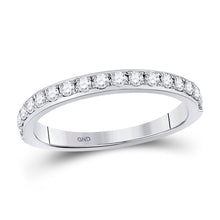 Load image into Gallery viewer, Eternal Brilliance: 14kt White Gold Round Diamond Wedding Band - Top View
