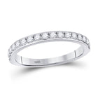 Eternal Brilliance: 14kt White Gold Round Diamond Wedding Band - Top View