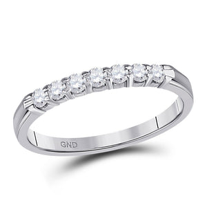 Wedding Collection | 14kt White Gold Womens Round Diamond Wedding Single Row Band 1/4 Cttw | Splendid Jewellery GND