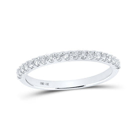 Radiant Love: 14kt White Gold Diamond Wedding Band - Top View