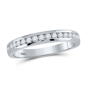 Wedding Collection | 14kt White Gold Womens Round Diamond Wedding Single Row Band 1/4 Cttw | Splendid Jewellery GND