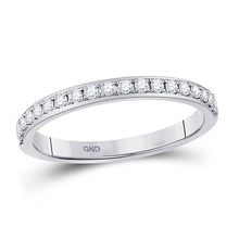 Load image into Gallery viewer, Timeless Brilliance: 14kt White Gold Womens Round Diamond Wedding Single Row Band 1/4 Cttw - Top View