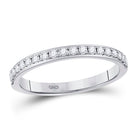 Timeless Brilliance: 14kt White Gold Womens Round Diamond Wedding Single Row Band 1/4 Cttw - Top View