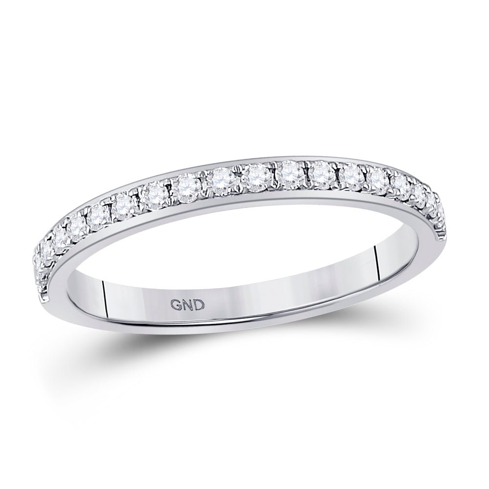 Wedding Collection | 14kt White Gold Womens Round Diamond Wedding Single Row Band 1/4 Cttw | Splendid Jewellery GND