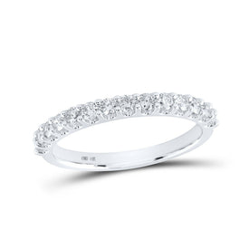 Radiant Love: 14kt White Gold Diamond Wedding Band - Top View