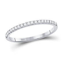 Load image into Gallery viewer, Radiant Brilliance: 14kt White Gold Womens Round Diamond Wedding Single Row Band 1/6 Cttw - Top View