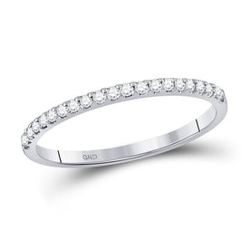 Radiant Brilliance: 14kt White Gold Womens Round Diamond Wedding Single Row Band 1/6 Cttw - Top View