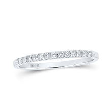 Load image into Gallery viewer, Eternal Brilliance: 14kt White Gold Womens Round Diamond Wedding Single Row Band - Top View