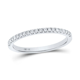 Eternal Radiance: 14kt White Gold Diamond Wedding Band - Top View
