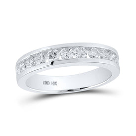 The Majestic Brilliance 14kt White Gold Women's Round Diamond Wedding Single Row Band - Top View