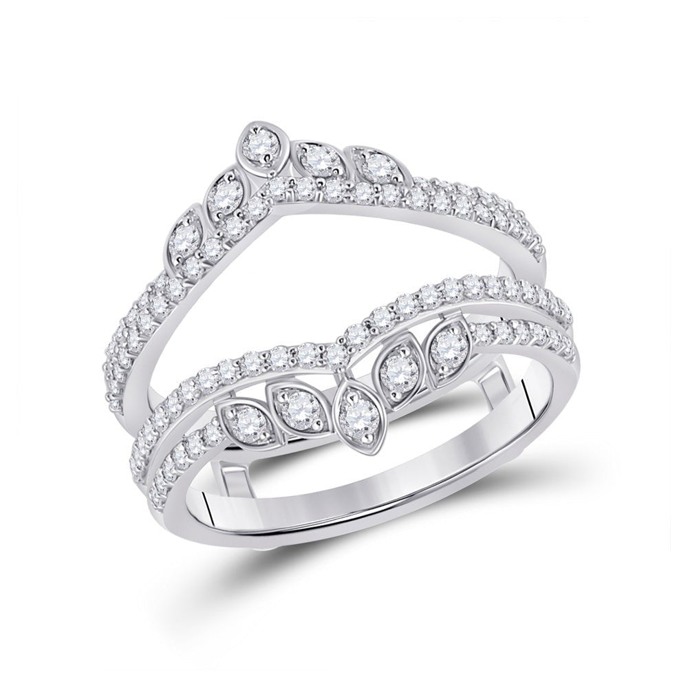 Wedding Collection | 14kt White Gold Womens Round Diamond Wedding Wrap Ring Guard Enhancer 5/8 Cttw | Splendid Jewellery GND