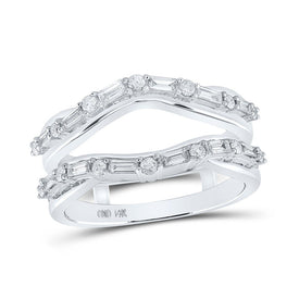 Sparkling Diamond Wrap Enhancer: 14kt White Gold Womens Round Diamond Wedding Band 1/2 Cttw - Top View