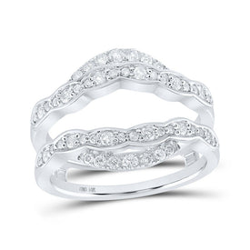 Radiant Spark 14kt White Gold Womens Round Diamond Wrap Enhancer Wedding Band - Top View