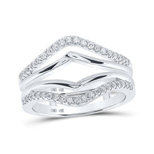 Load image into Gallery viewer, Radiant Reflections: 14kt White Gold Womens Round Diamond Wrap Enhancer Wedding Band 1/3 Cttw - Top View