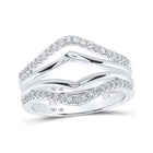 Radiant Reflections: 14kt White Gold Womens Round Diamond Wrap Enhancer Wedding Band 1/3 Cttw - Top View