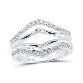 Radiant Reflections: 14kt White Gold Womens Round Diamond Wrap Enhancer Wedding Band 1/3 Cttw - Top View