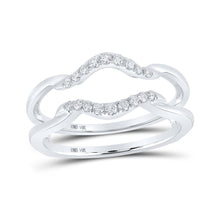 Load image into Gallery viewer, 14kt White Gold Radiant Diamond Wrap Enhancer Wedding Band 1/5 Cttw - Top View