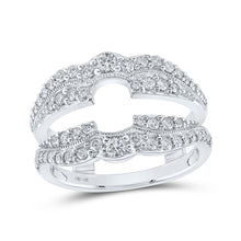 Load image into Gallery viewer, Sparkling Love: 14kt White Gold Round Diamond Wrap Enhancer Wedding Band - Top View