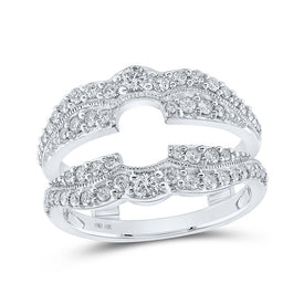 Sparkling Love: 14kt White Gold Round Diamond Wrap Enhancer Wedding Band - Top View