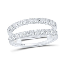 Load image into Gallery viewer, Radiant Brilliance: 14kt White Gold Womens Round Diamond Wrap Enhancer Wedding Band 7/8 Cttw - Top View