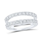 Radiant Brilliance: 14kt White Gold Womens Round Diamond Wrap Enhancer Wedding Band 7/8 Cttw - Top View