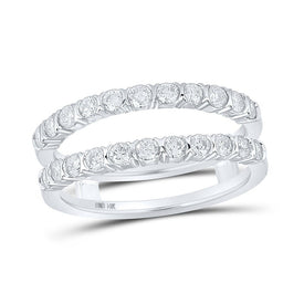 Radiant Brilliance: 14kt White Gold Womens Round Diamond Wrap Enhancer Wedding Band 7/8 Cttw - Top View